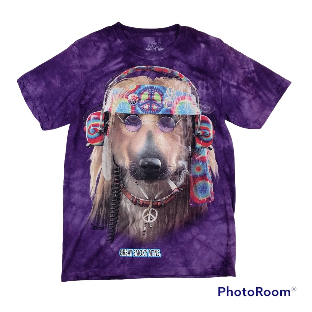 The Mountain Groovy Hippie Dog Purple Tie Dye Tee